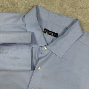 Rochester Egyptian Cotton Non-Iron Button Up Shirt Men's 20 Blue Office Travel
